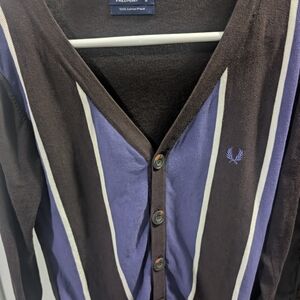 Fred Perry Dark Cotton Cardigan Size Medium